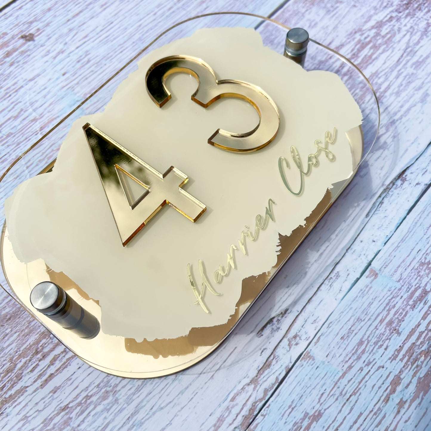 Cream House Sign, custom address plaque