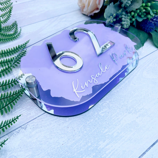 Lilac House Sign, custom address plaque