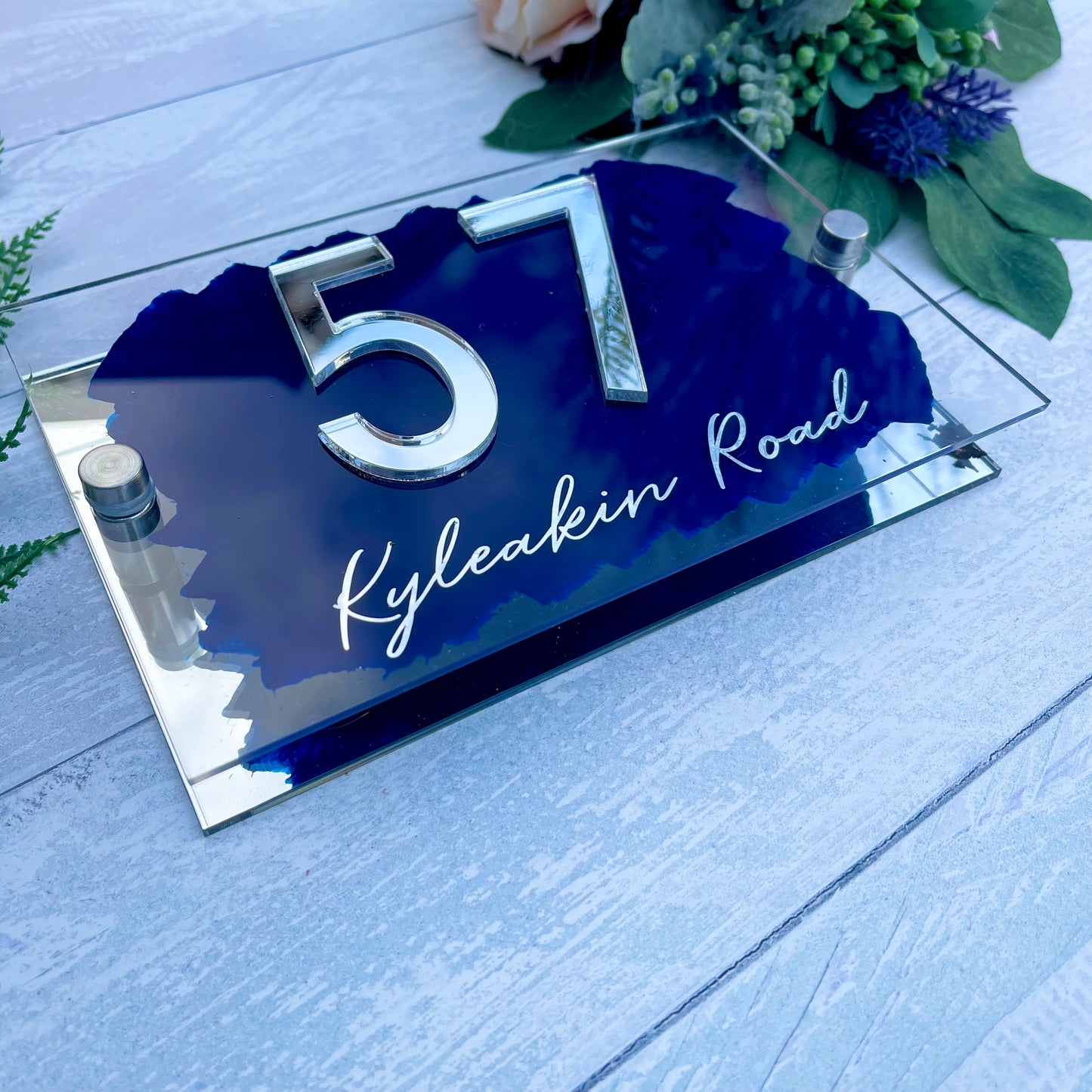 Navy Blue House Sign, custom address plaque