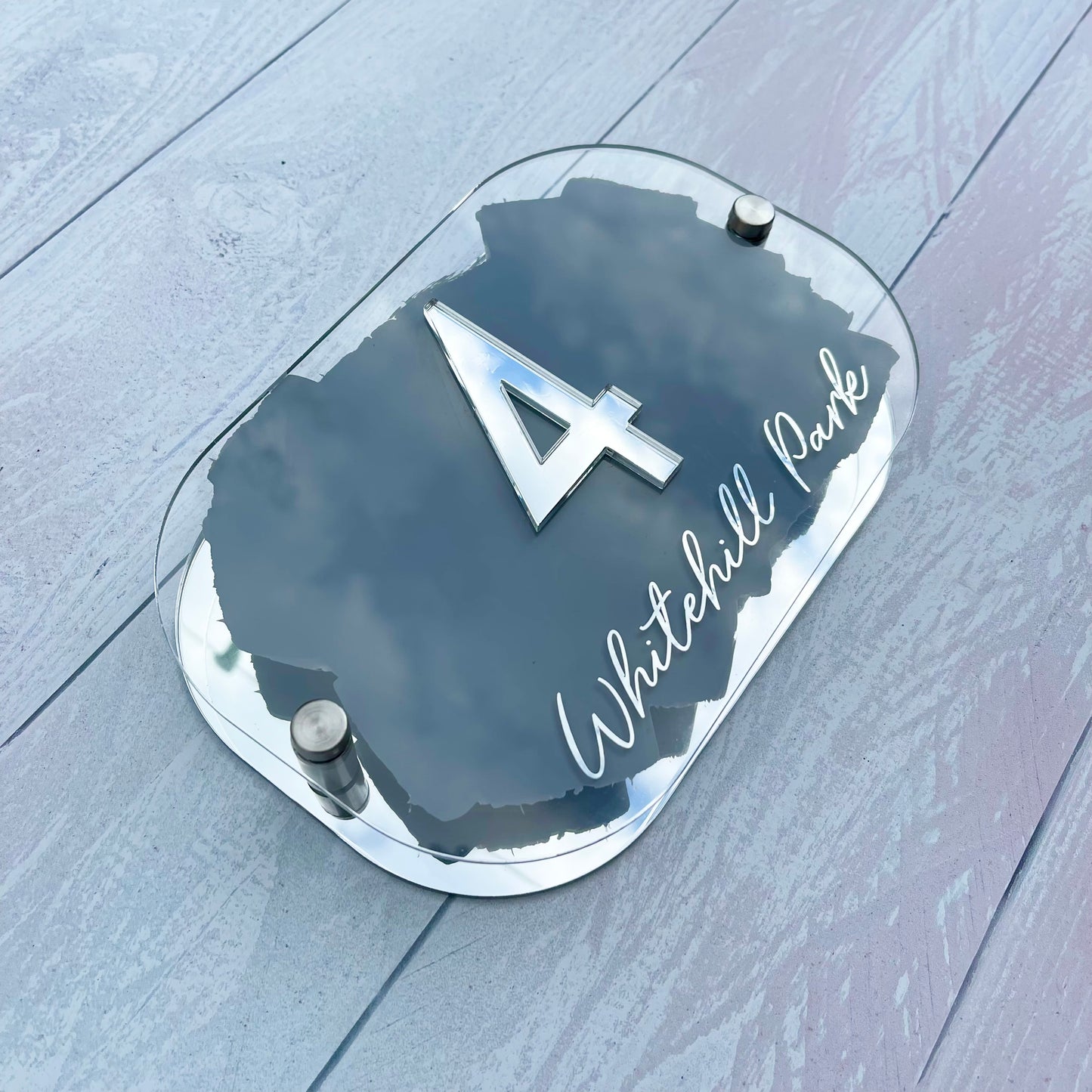 Grey House Sign, custom address plaque