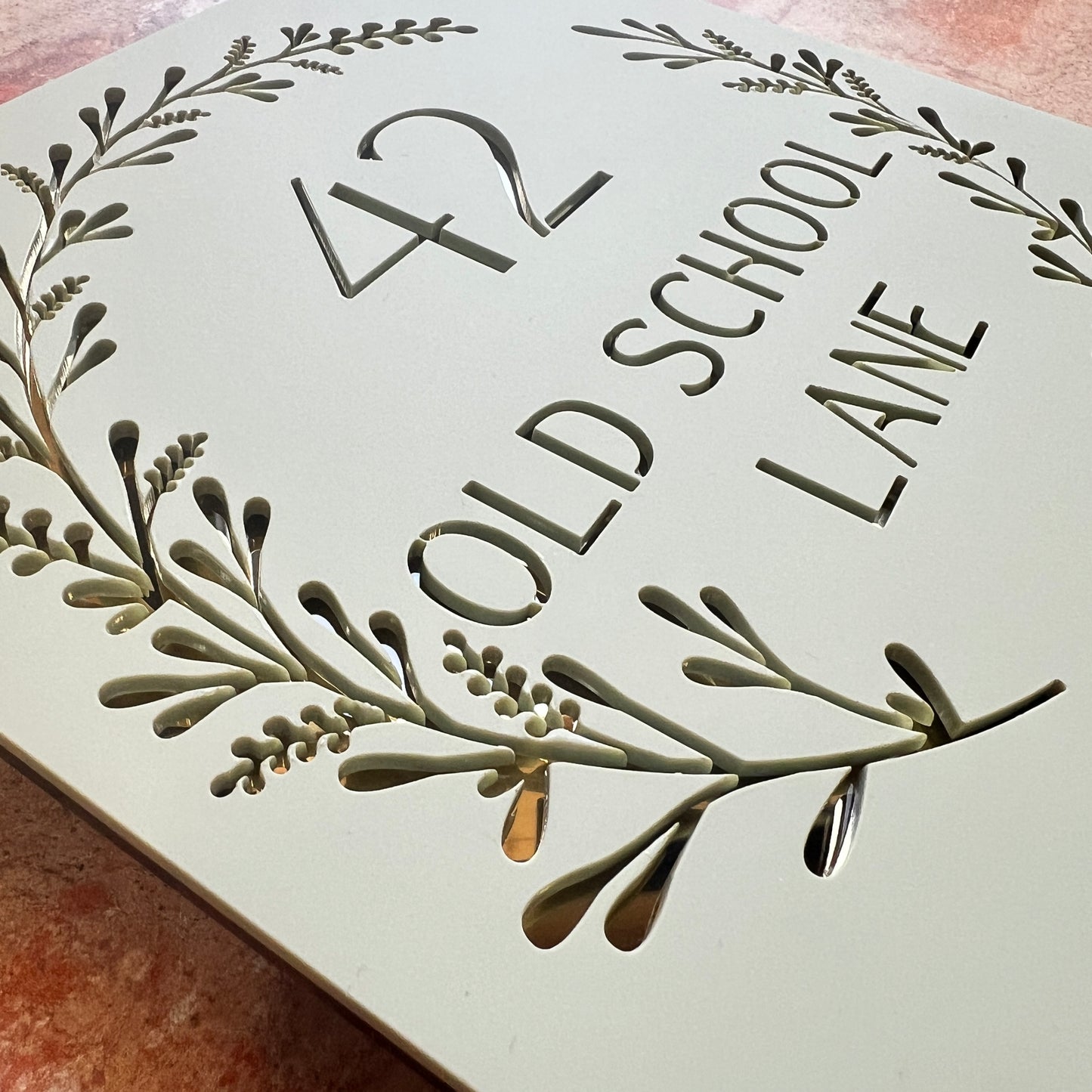 Laurel Wreath House Sign, custom address plaque