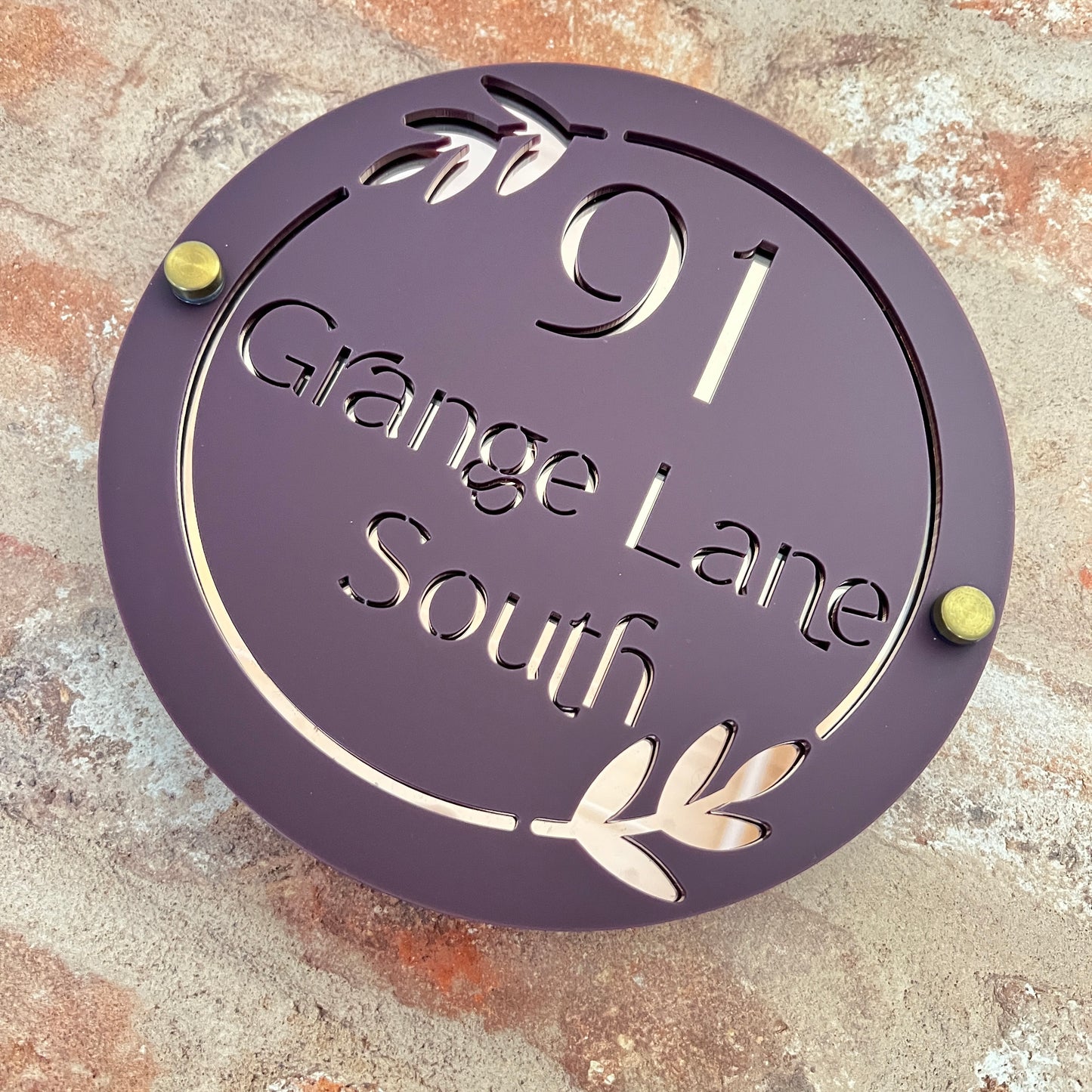 Round Wreath House Sign, custom address plaque