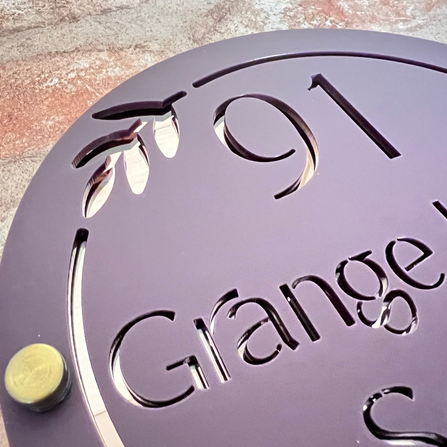 Round Wreath House Sign, custom address plaque