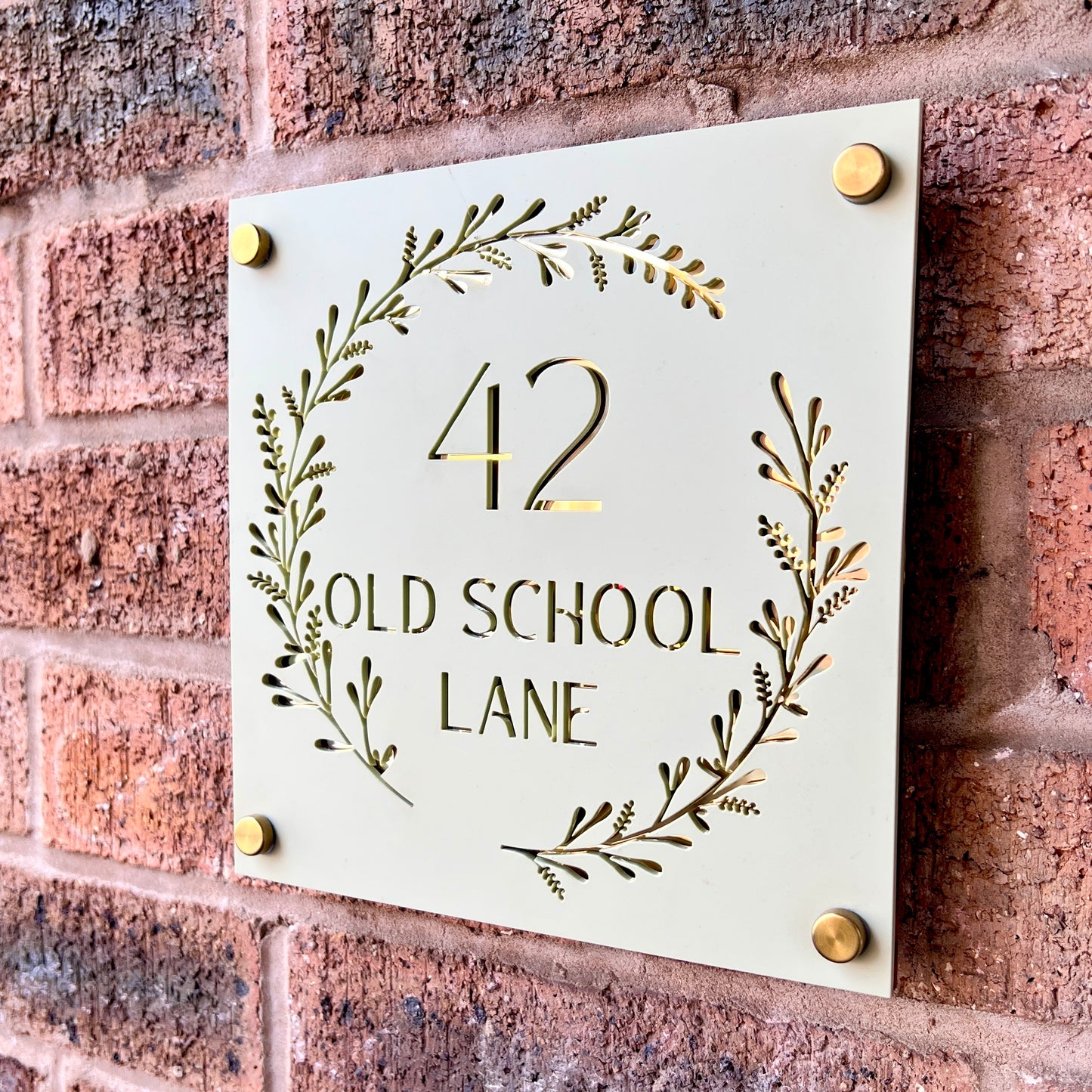 Laurel Wreath House Sign, custom address plaque