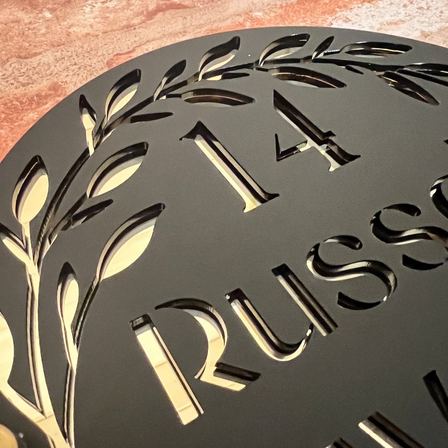 Circle Wreath House Sign, custom address plaque
