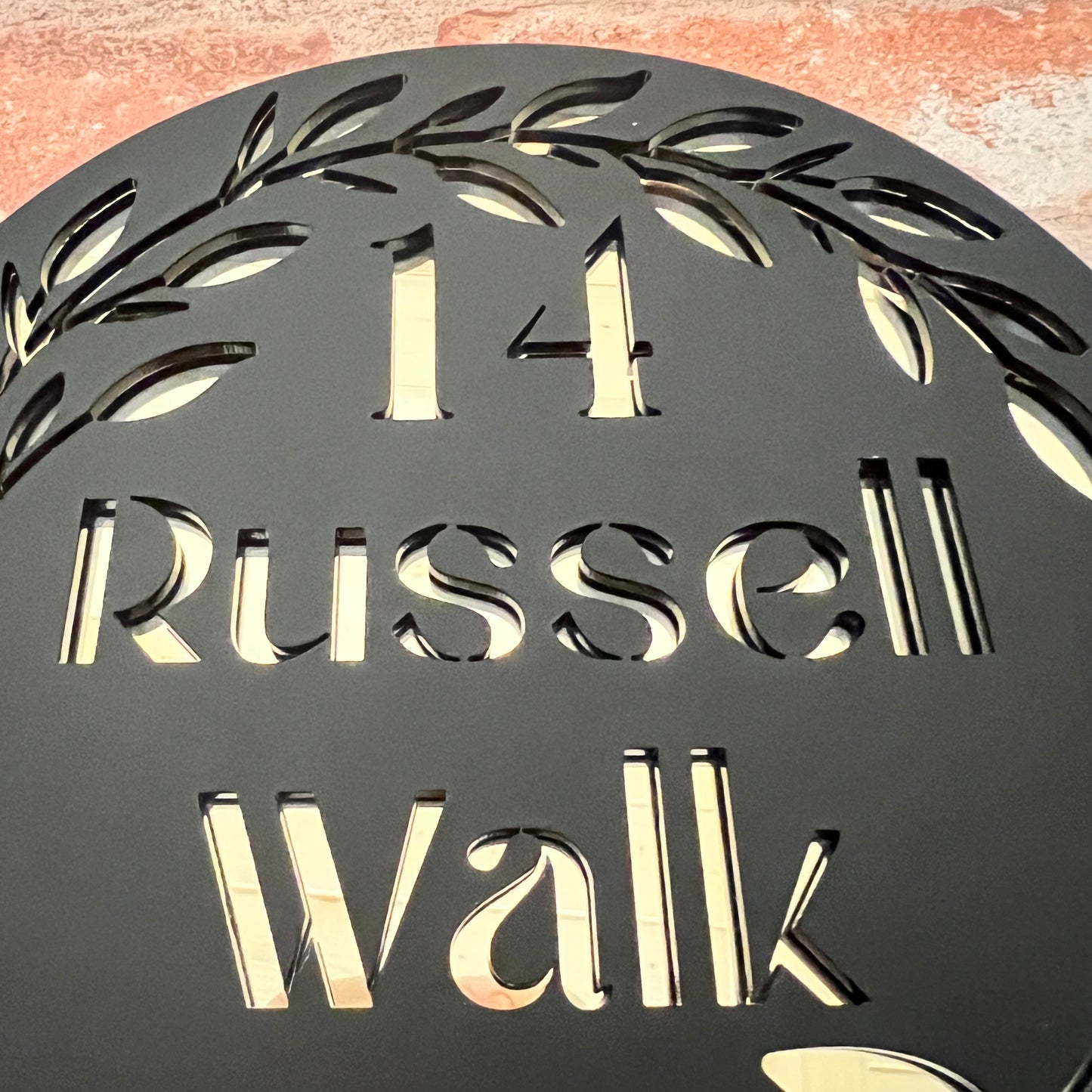 Circle Wreath House Sign, custom address plaque