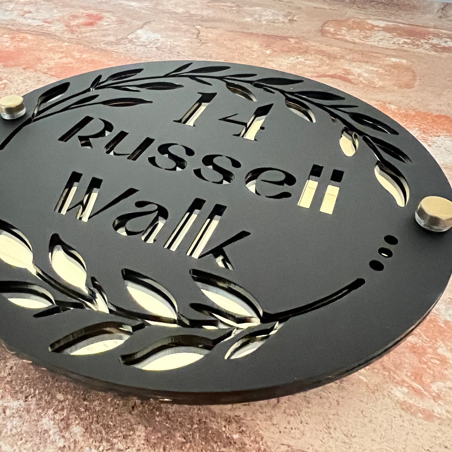 Circle Wreath House Sign, custom address plaque