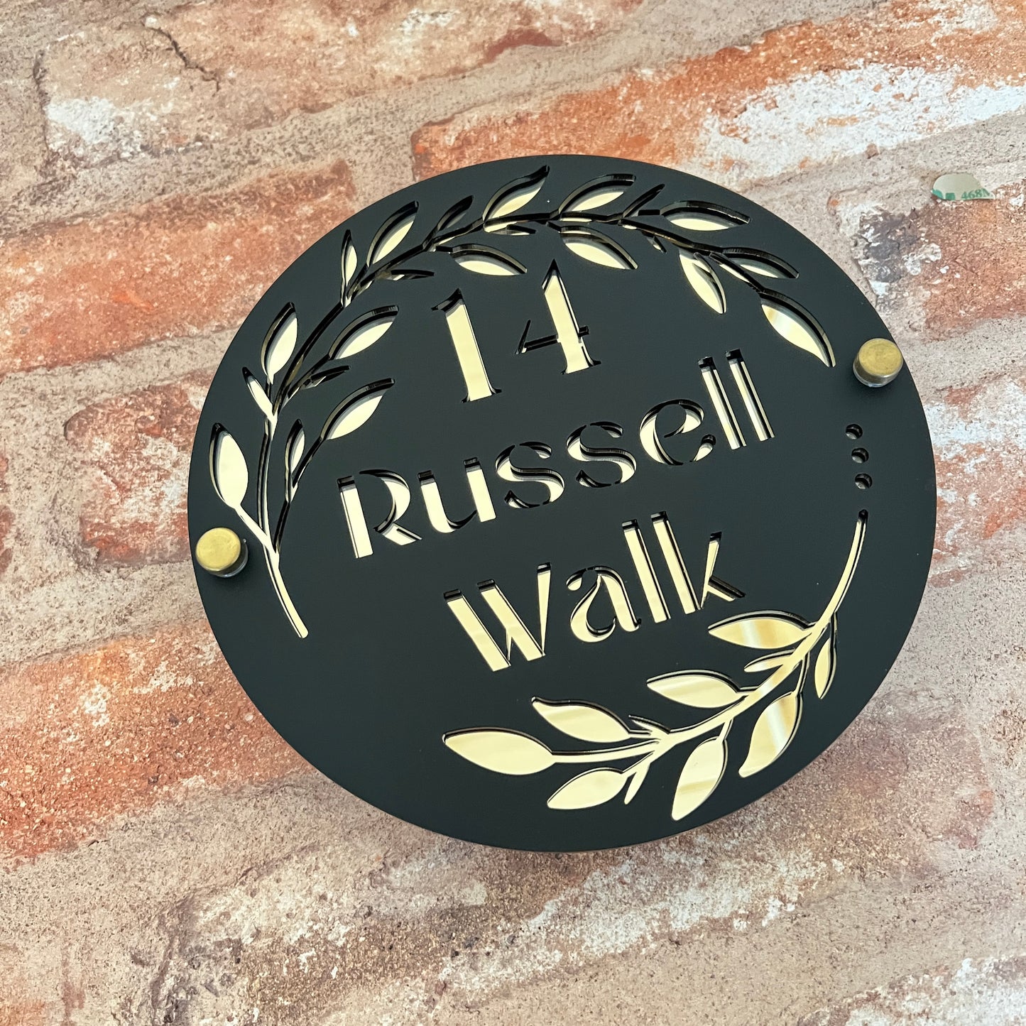 Circle Wreath House Sign, custom address plaque