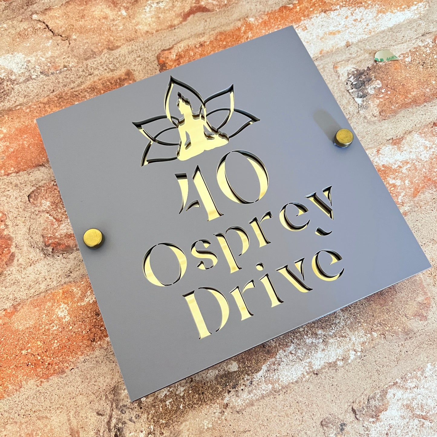 Buddha and Lotus House Sign, custom address plaque