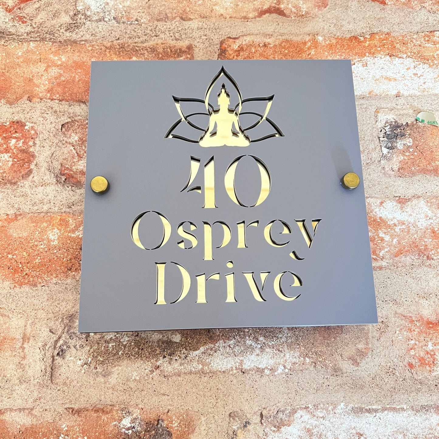 Buddha and Lotus House Sign, custom address plaque