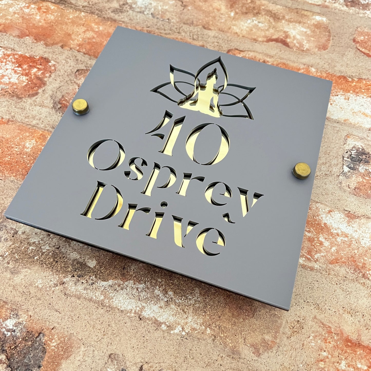 Buddha and Lotus House Sign, custom address plaque