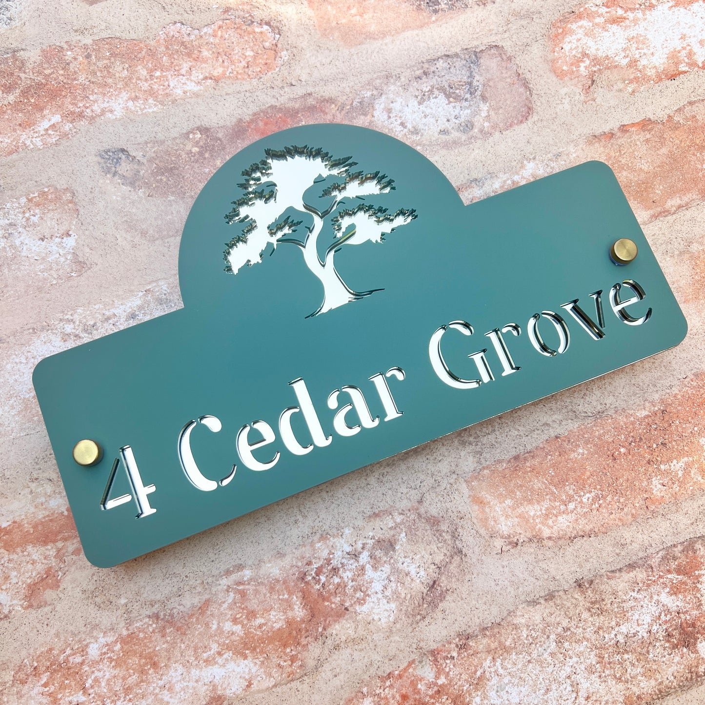 Cedar Tree House Sign, custom address plaque