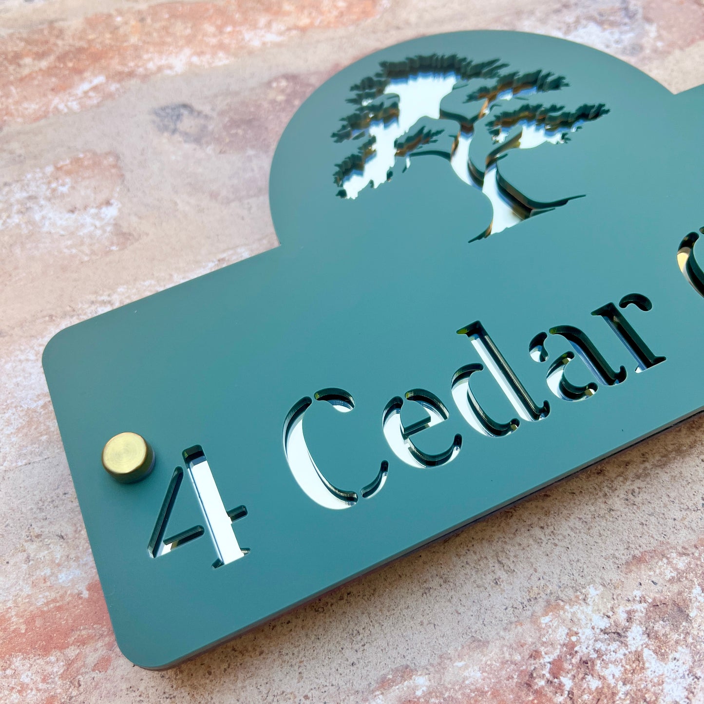 Cedar Tree House Sign, custom address plaque