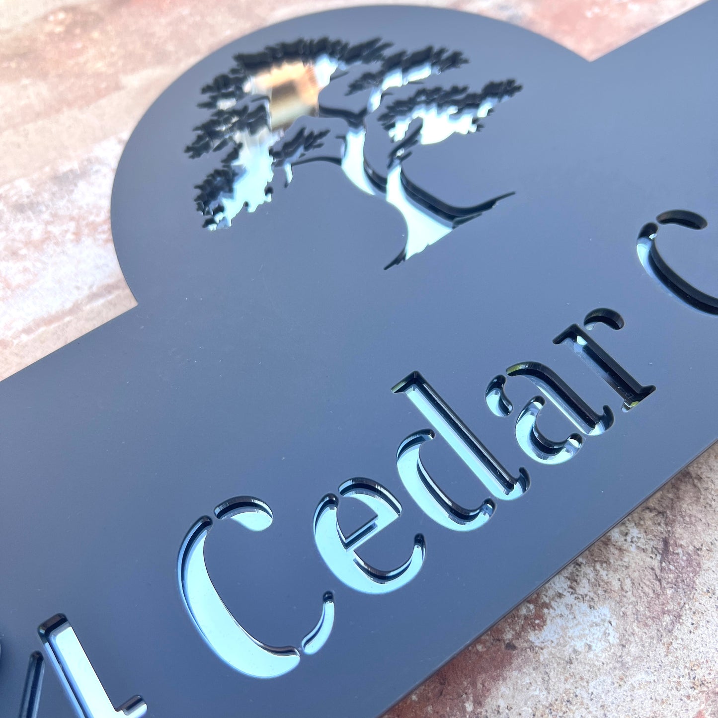 Cedar Tree House Sign, custom address plaque