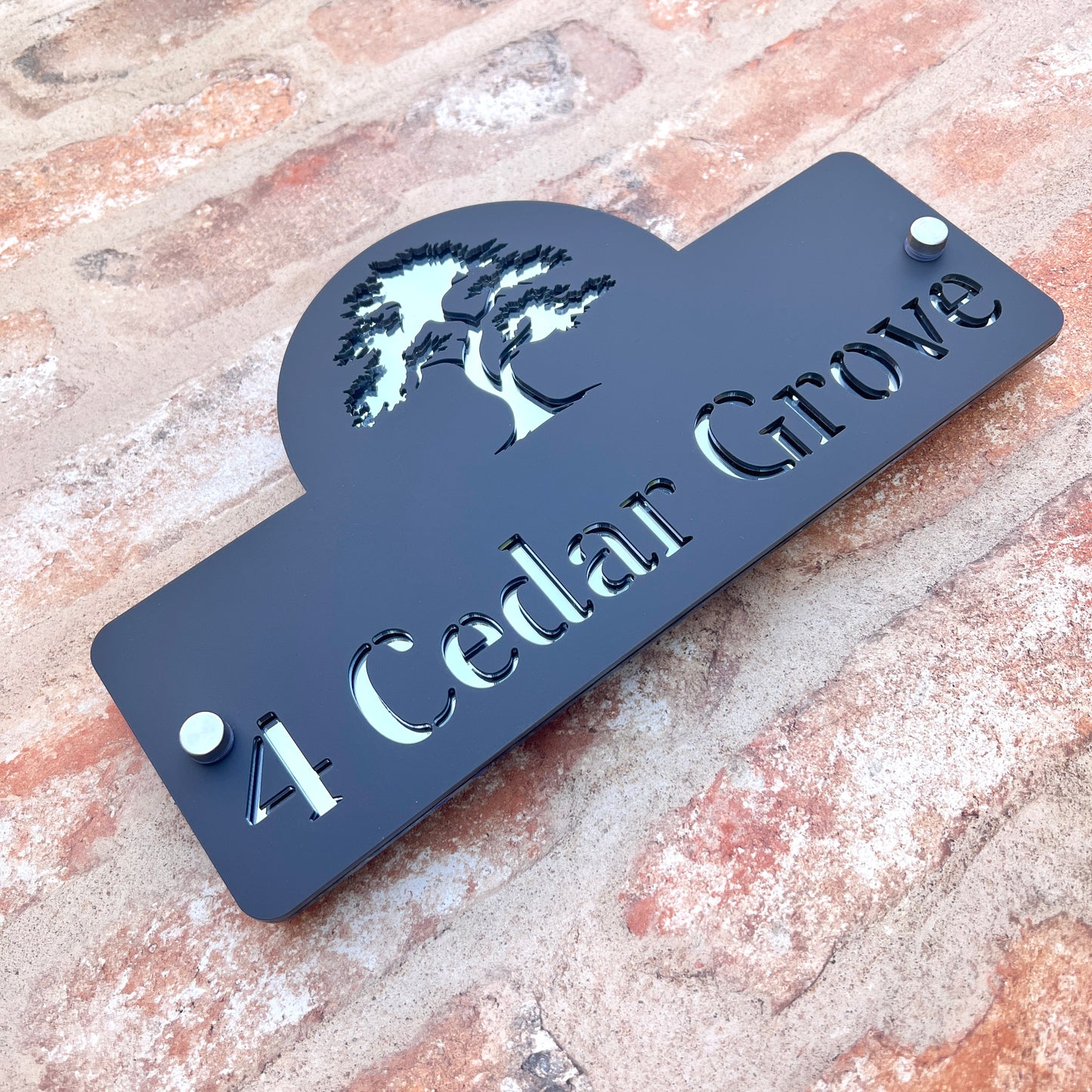 Cedar Tree House Sign, custom address plaque
