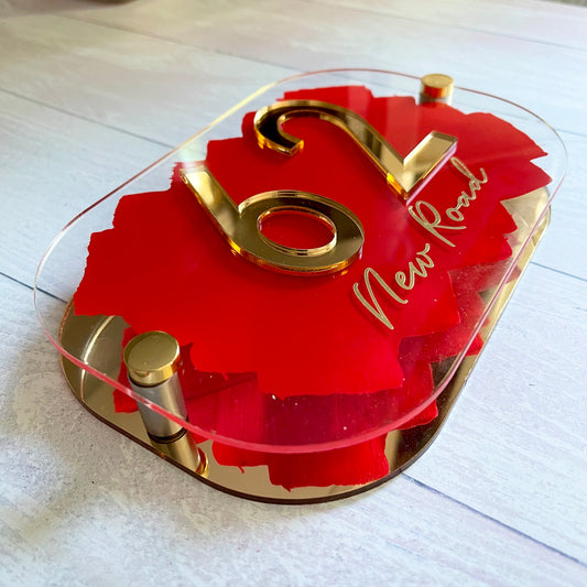 Red House Sign, custom address plaque