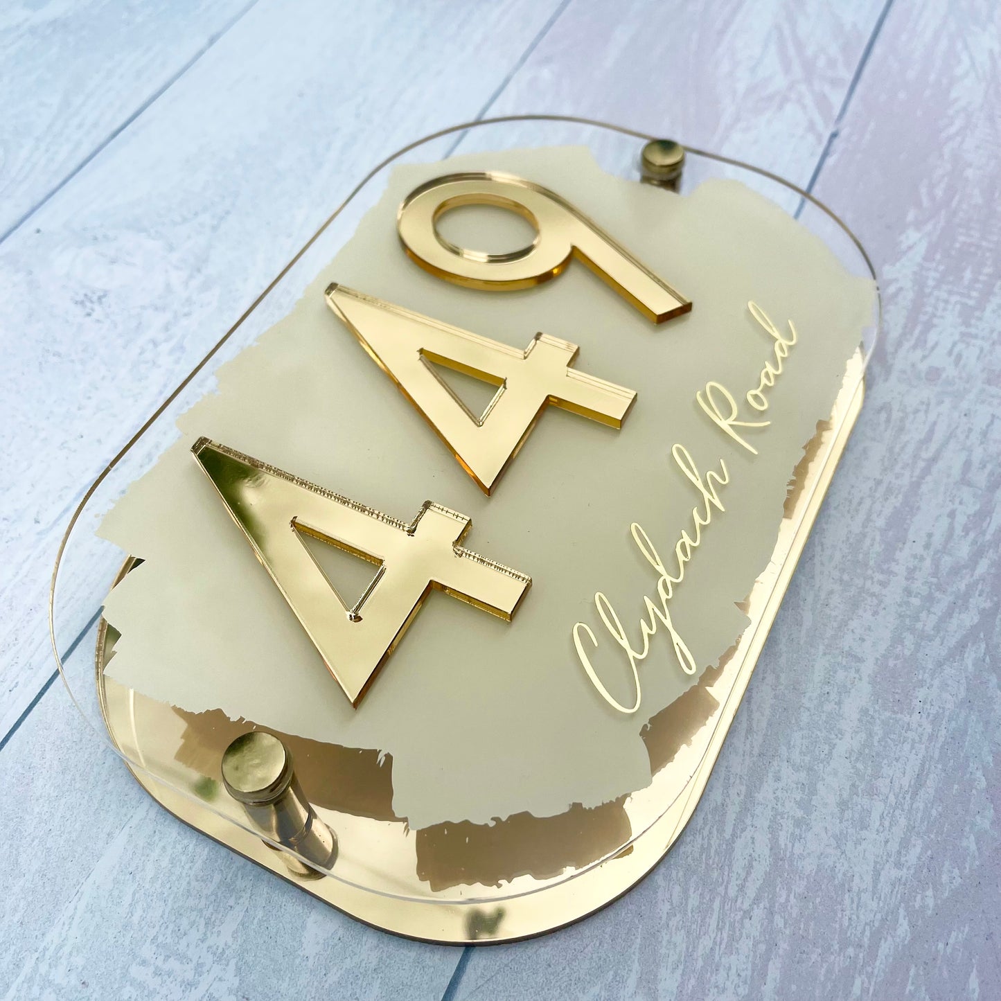 Cream House Sign, custom address plaque