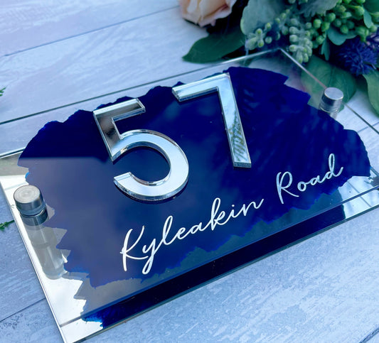 Navy Blue House Sign, custom address plaque