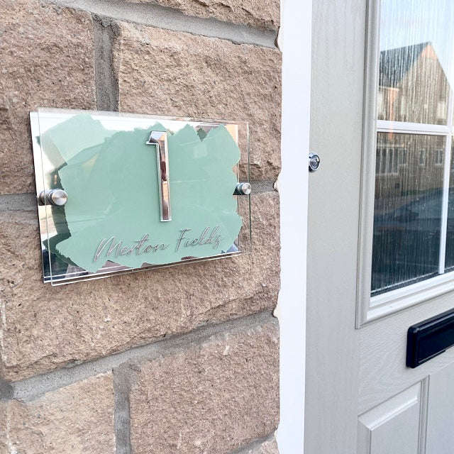 Sage Green House Sign, custom address plaque