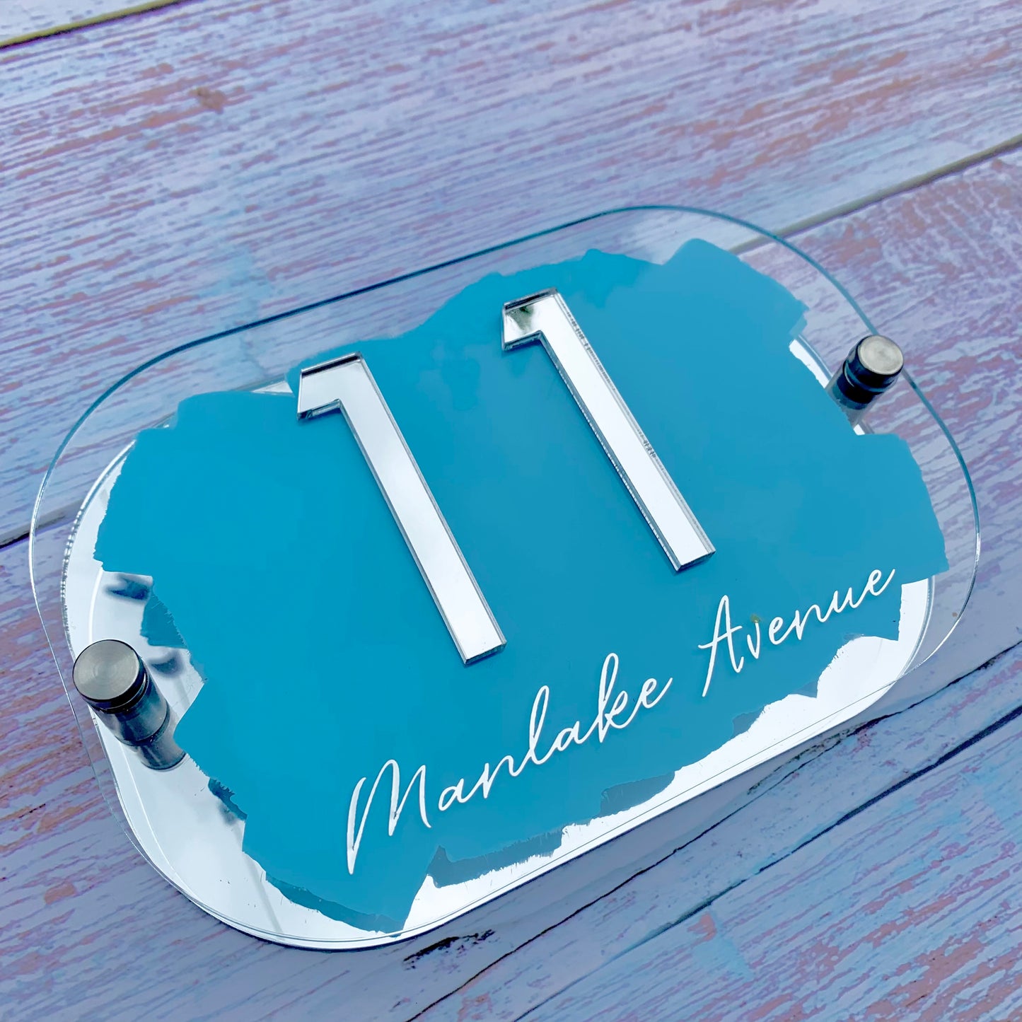 Powder Blue House Sign, custom address plaque