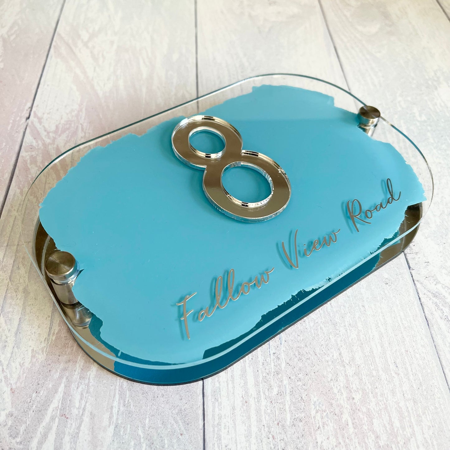 Powder Blue House Sign, custom address plaque