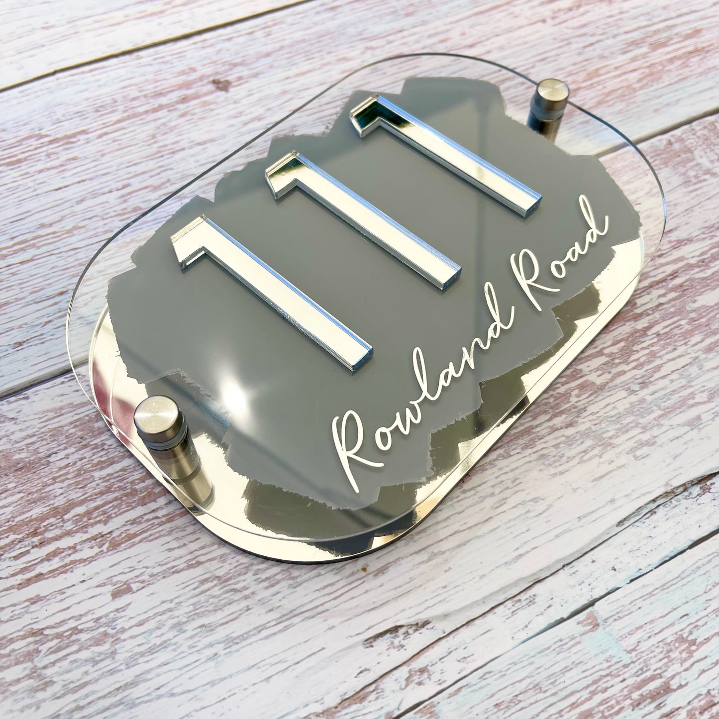 Grey House Sign, custom address plaque