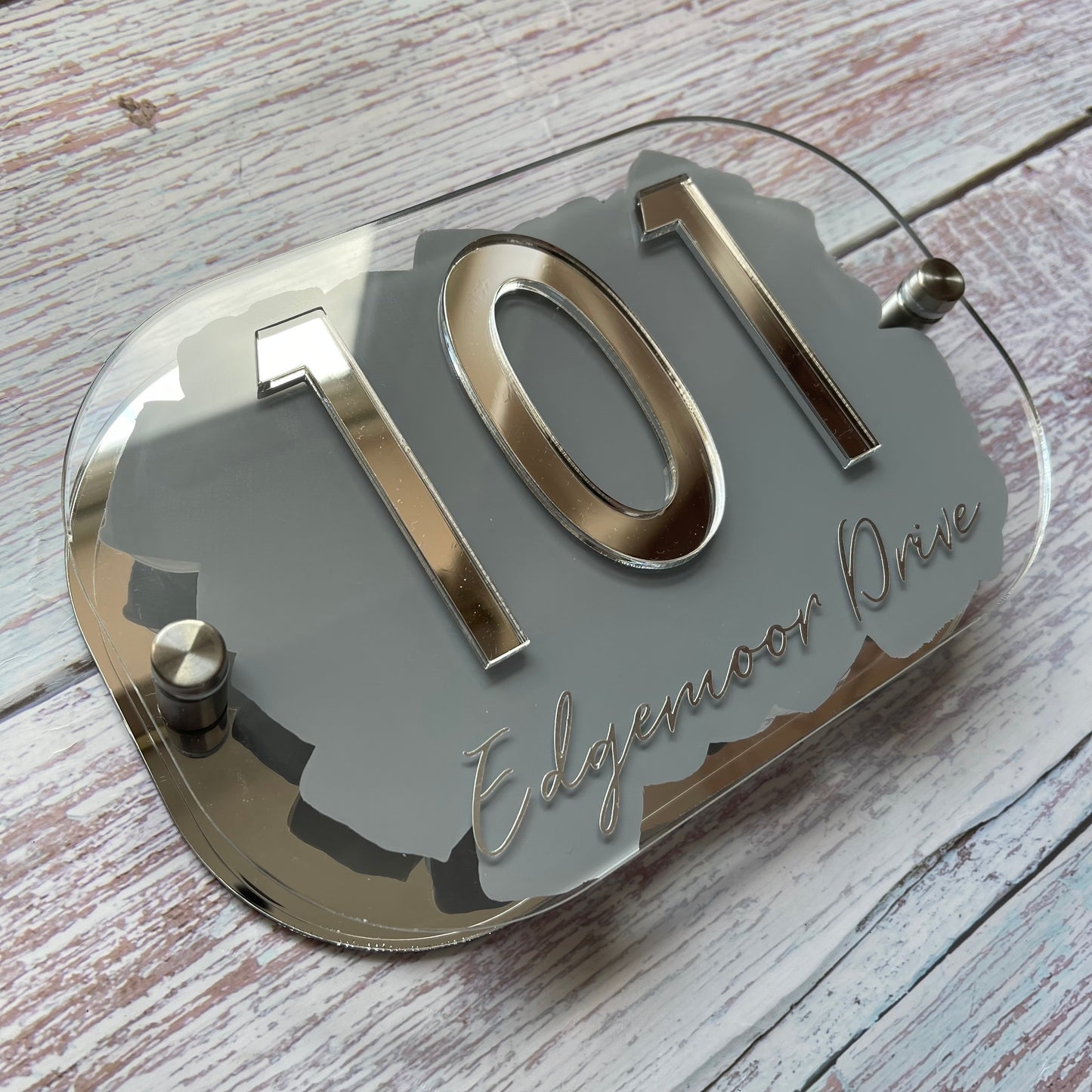 Grey House Sign, custom address plaque