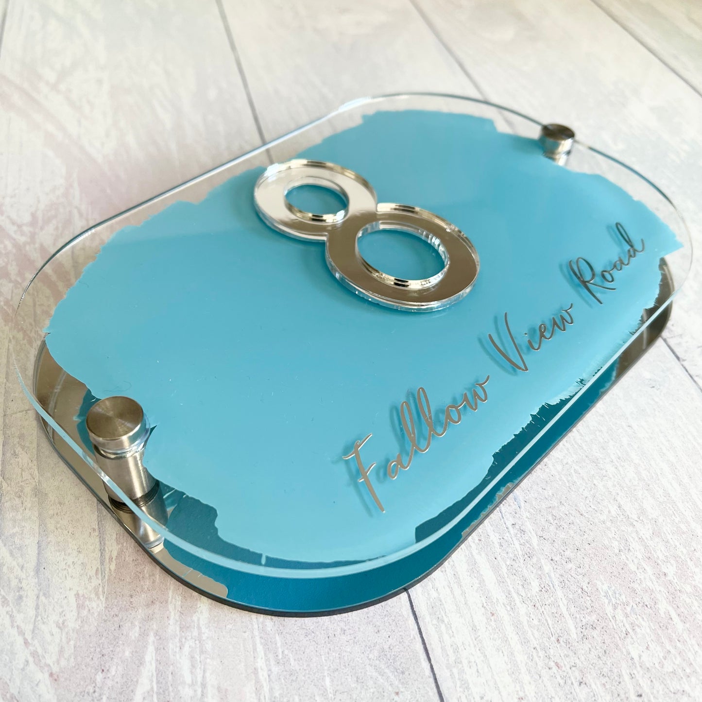 Powder Blue House Sign, custom address plaque
