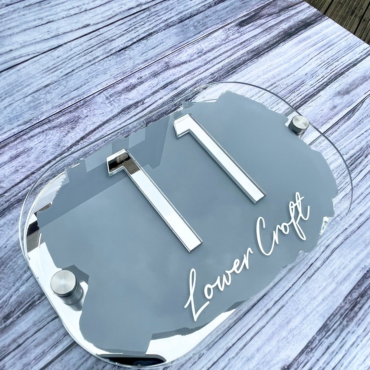 Grey House Sign, custom address plaque