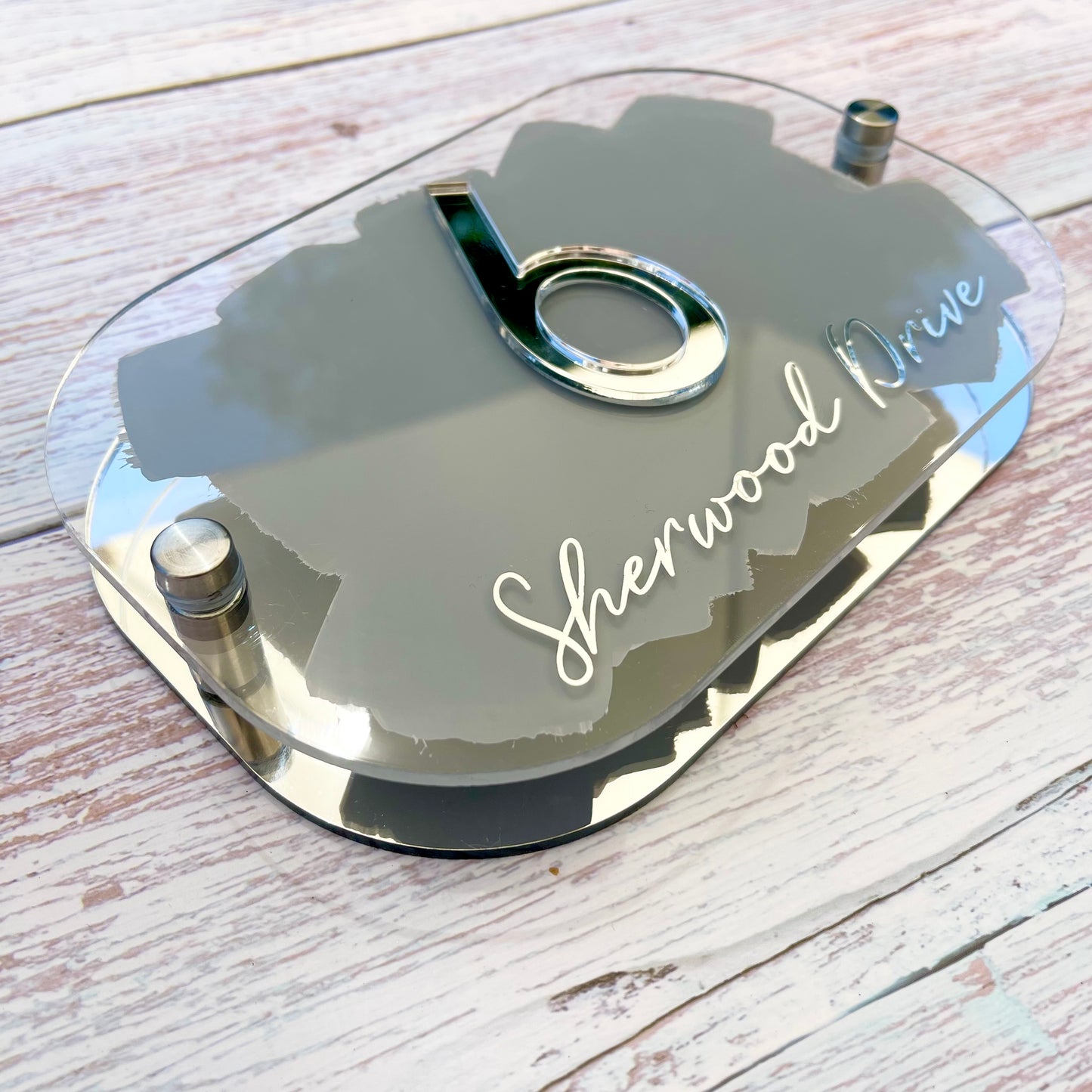 Grey House Sign, custom address plaque