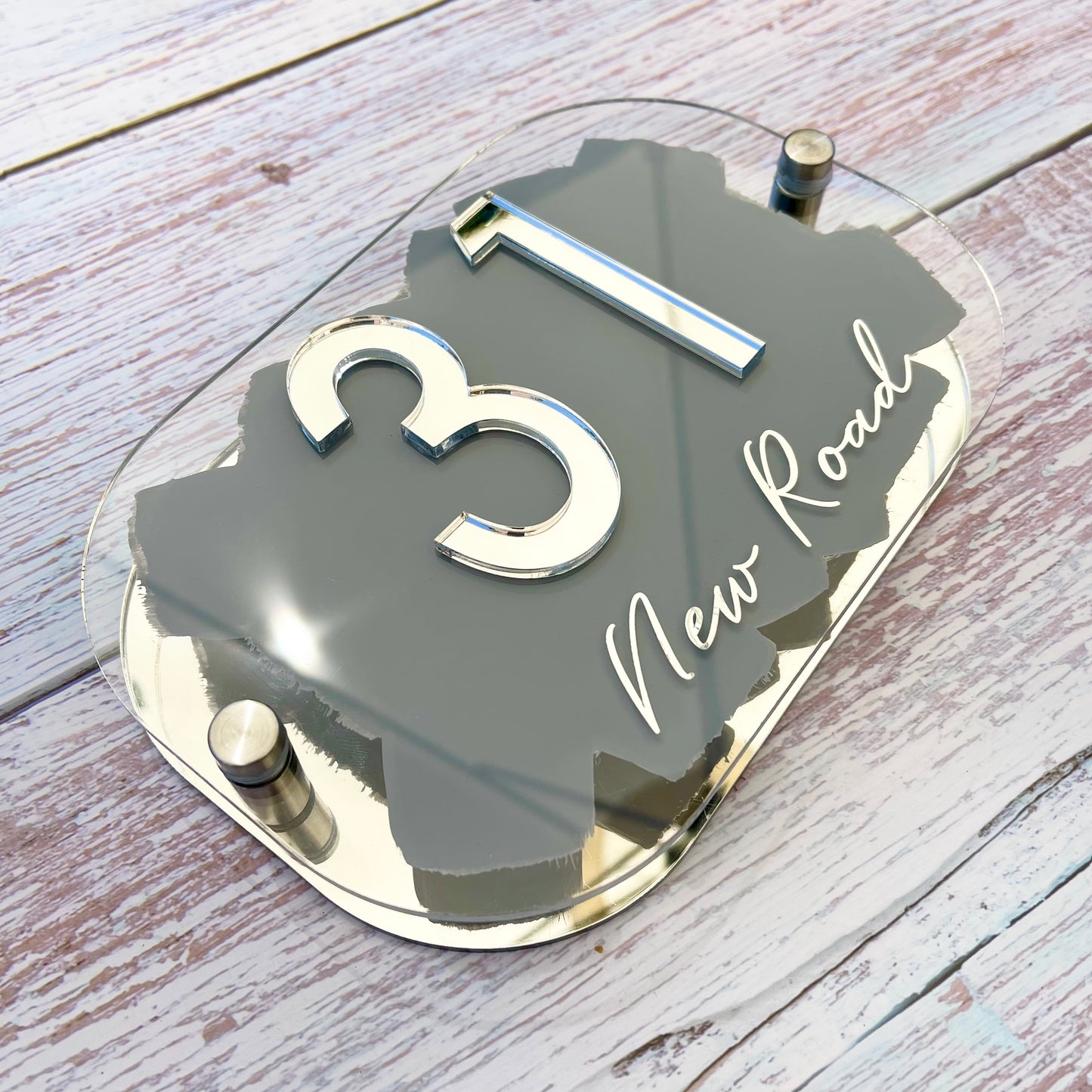 Grey House Sign, custom address plaque