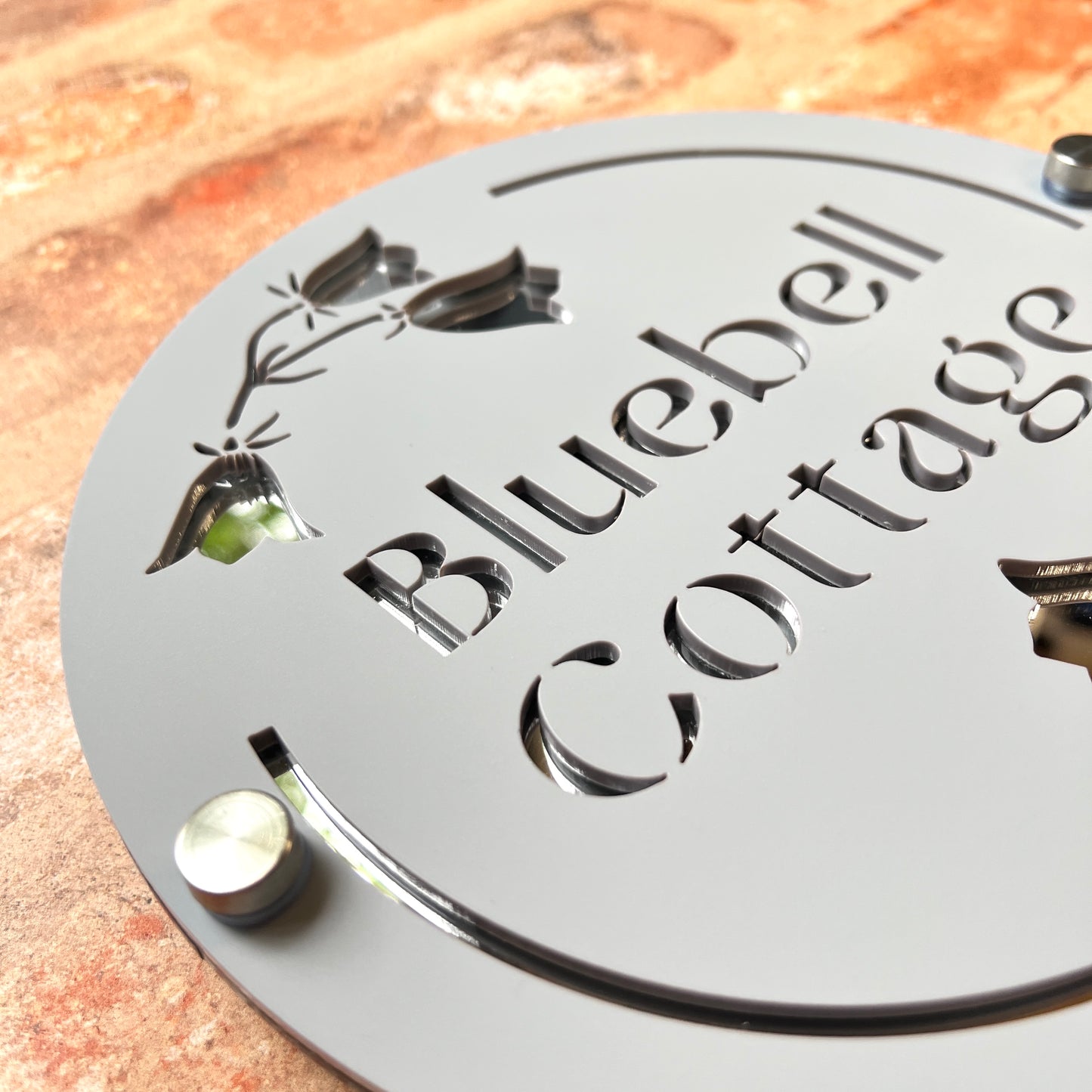 Round Bluebell House Sign, custom address plaque