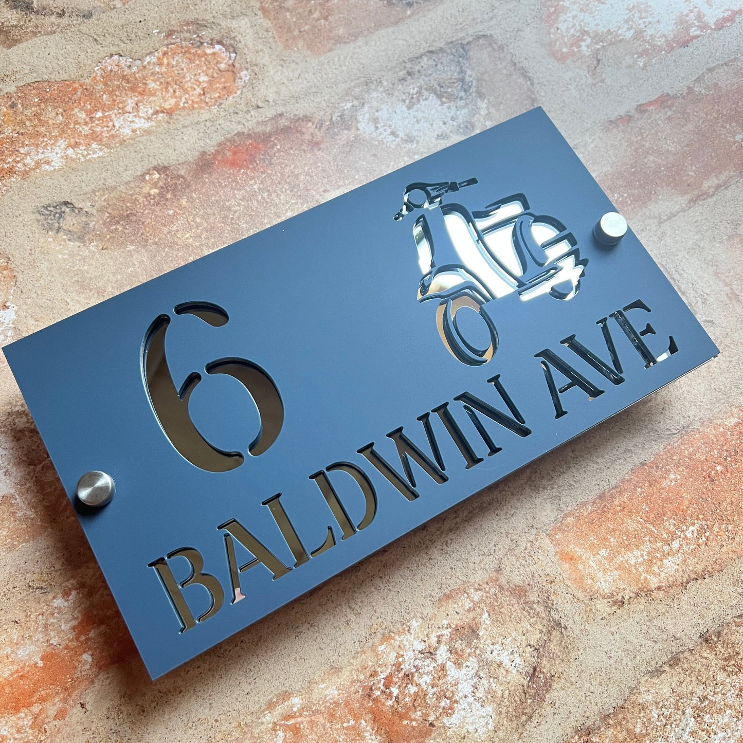 Scooter House Sign, custom address plaque
