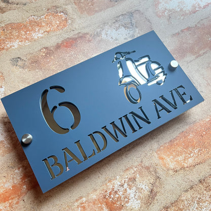 Scooter House Sign, custom address plaque