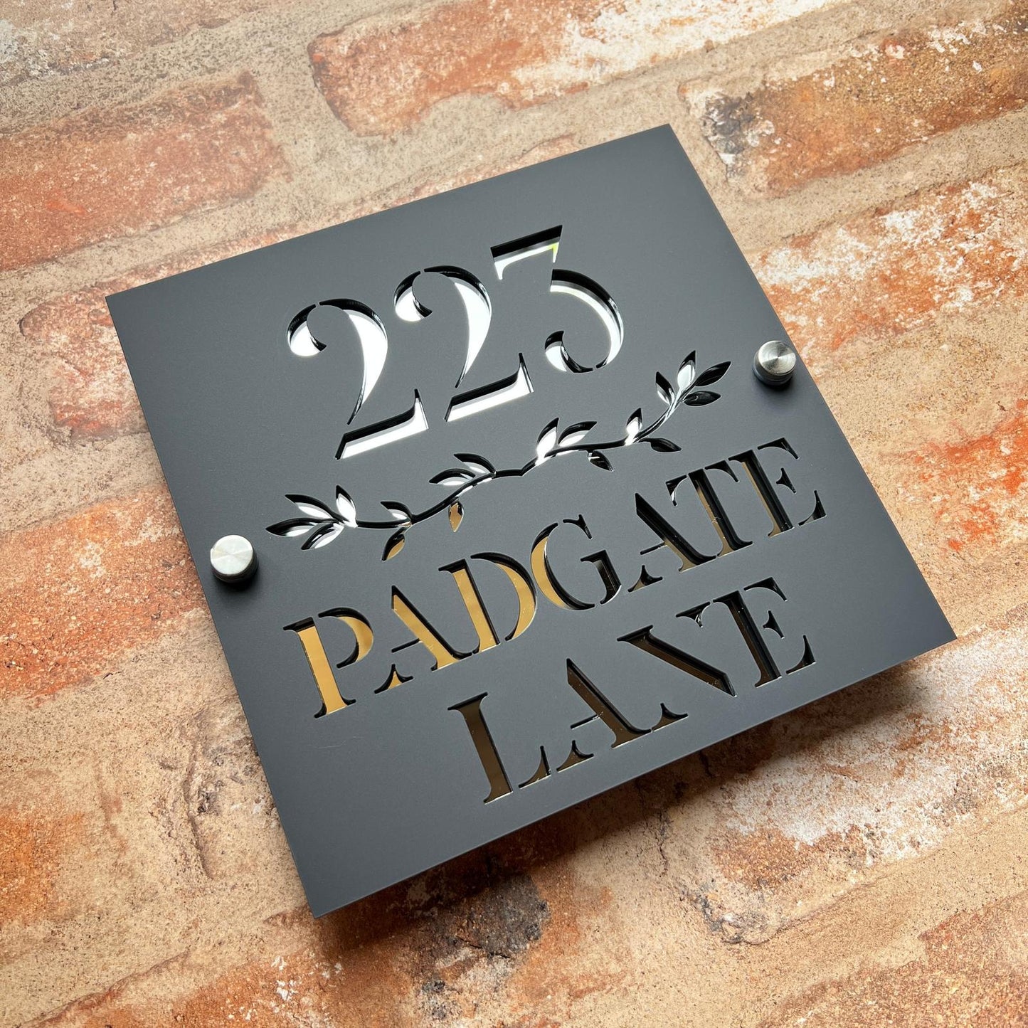 Laurel border House Sign, custom address plaque