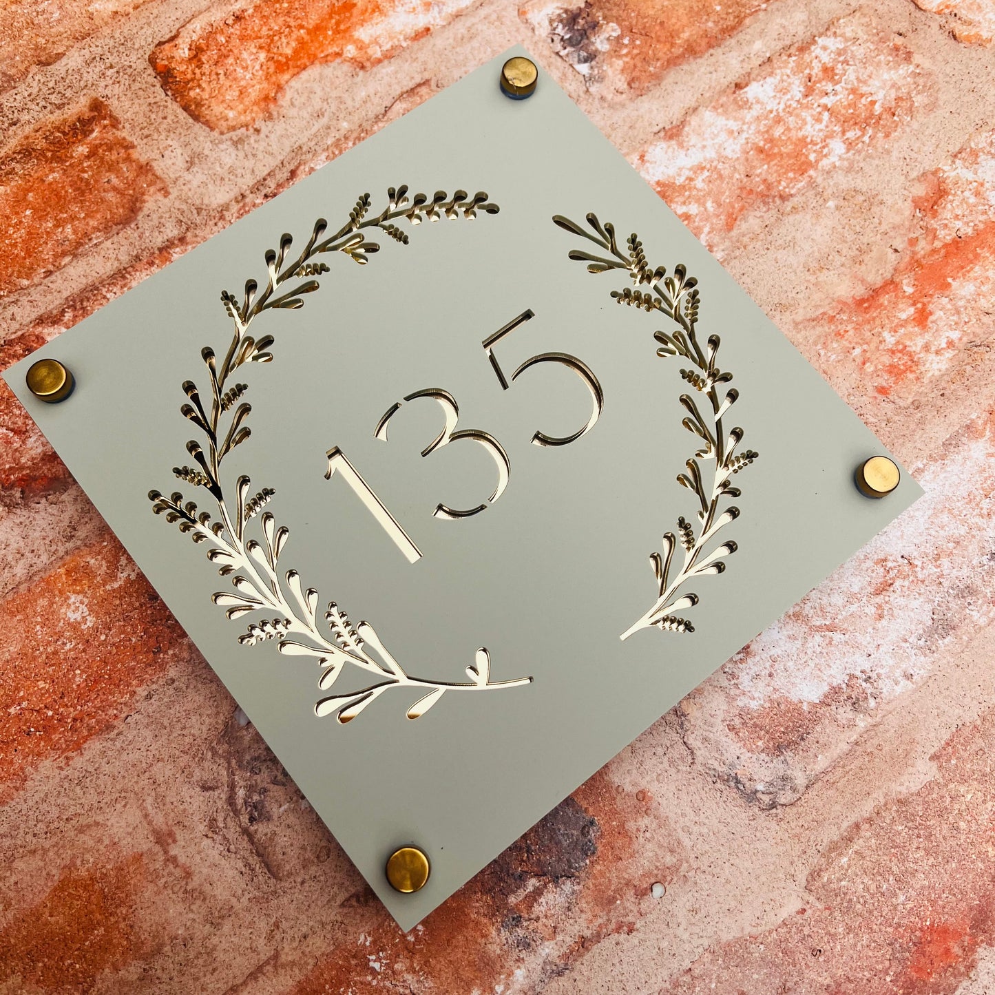 Laurel Wreath House Sign, custom address plaque