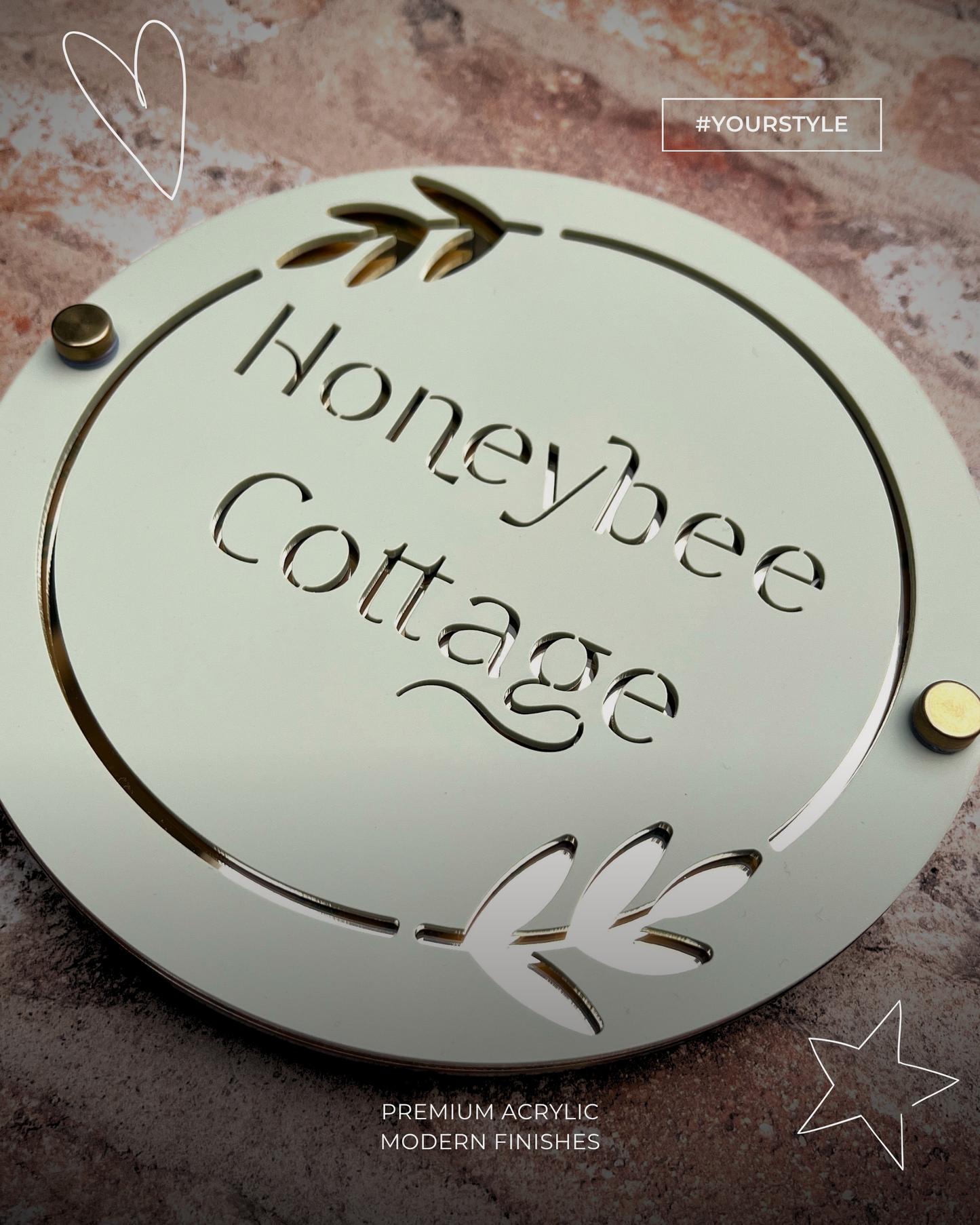 Round Wreath House Sign, custom address plaque