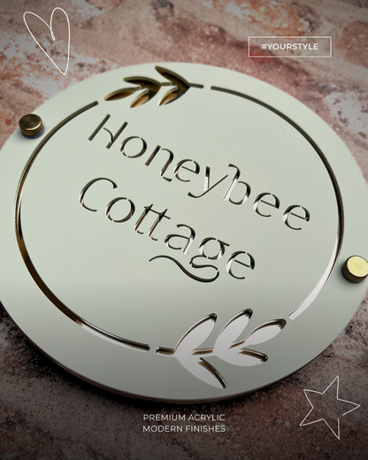 Round Wreath House Sign, custom address plaque