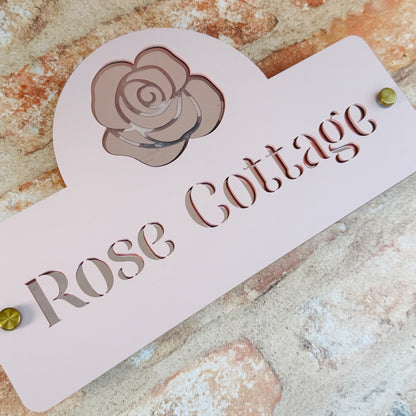 Rose House Sign, custom address plaque