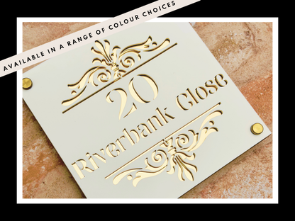 Baroque House Sign, custom address plaque