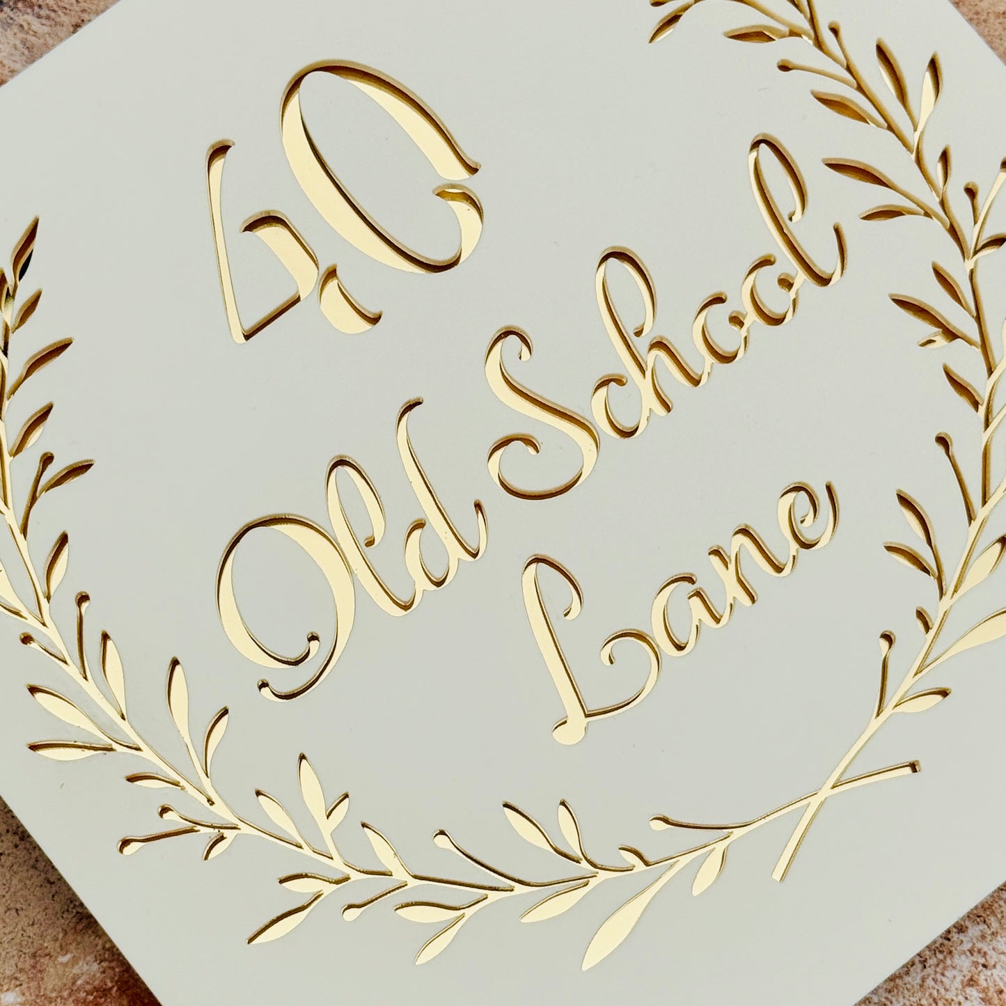 Dainty Laurel wreath House Sign, custom address plaque