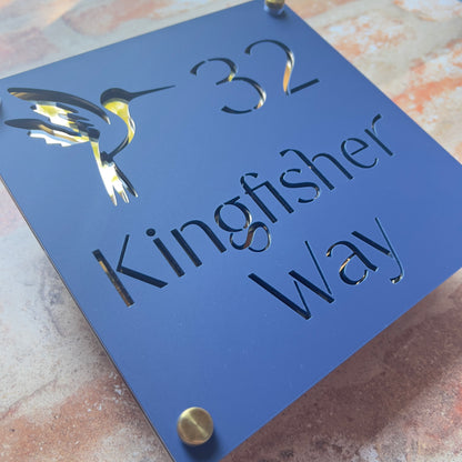 Woodpecker House Sign, custom address plaque