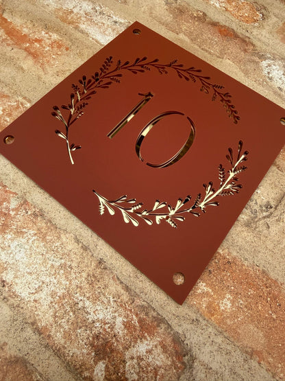 Laurel Wreath House Sign, custom address plaque