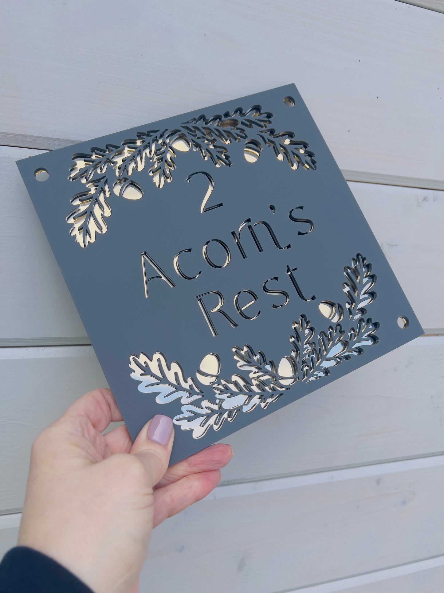 Oak border House Sign, custom address plaque