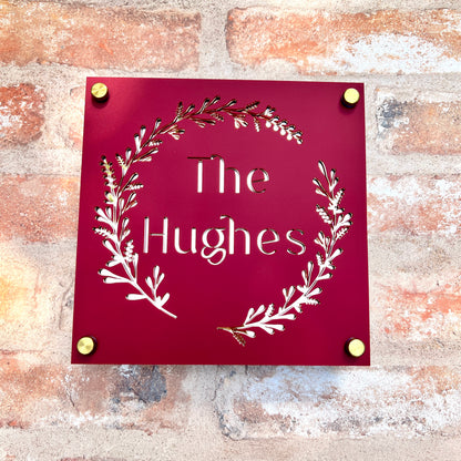 Laurel Wreath House Sign, custom address plaque