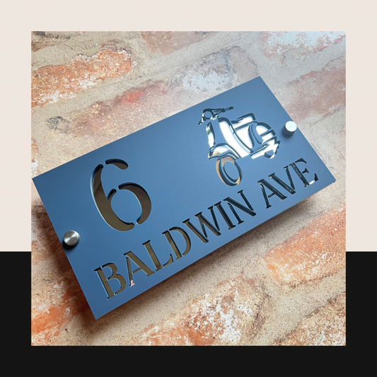 Scooter House Sign, custom address plaque