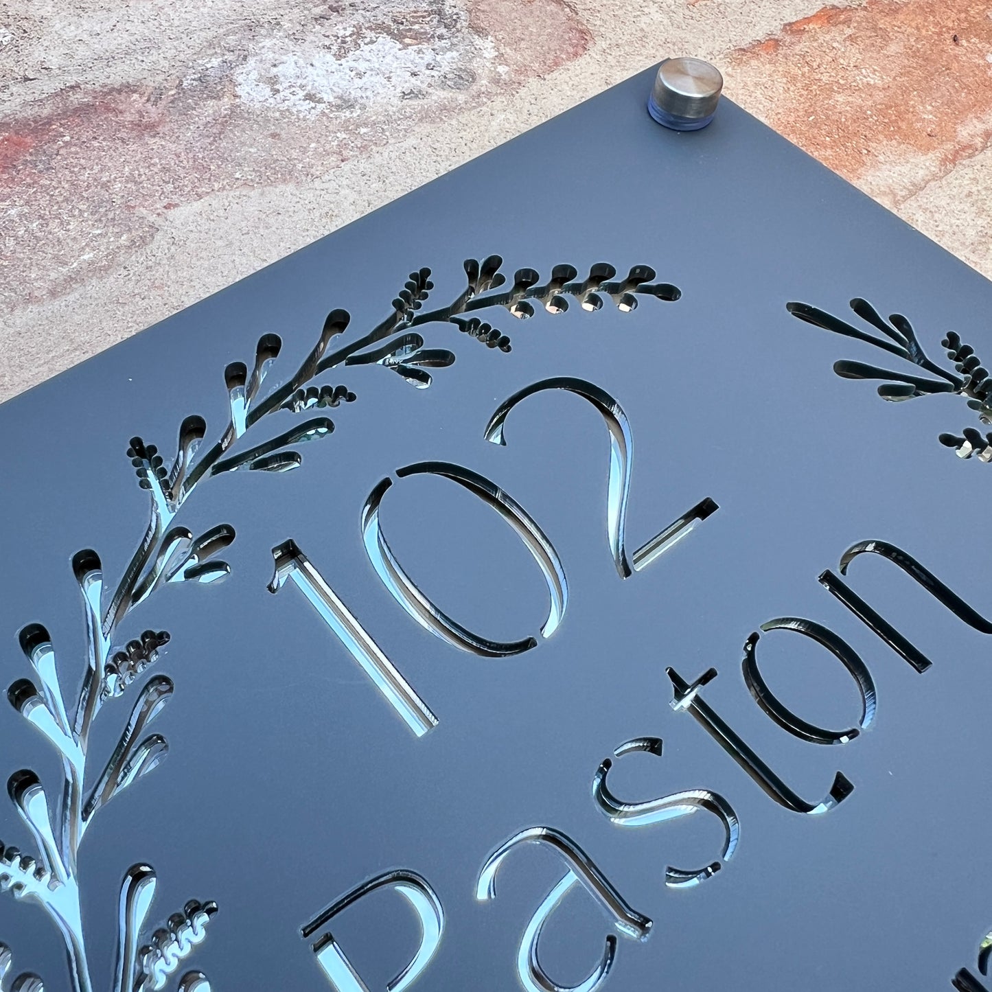 Laurel Wreath House Sign, custom address plaque