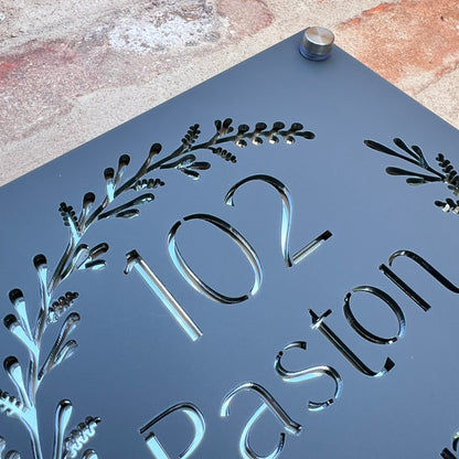 Laurel Wreath House Sign, custom address plaque