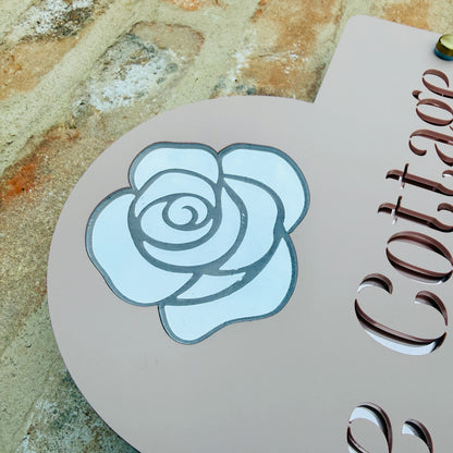 Rose House Sign, custom address plaque