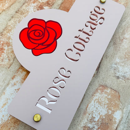 Rose House Sign, custom address plaque